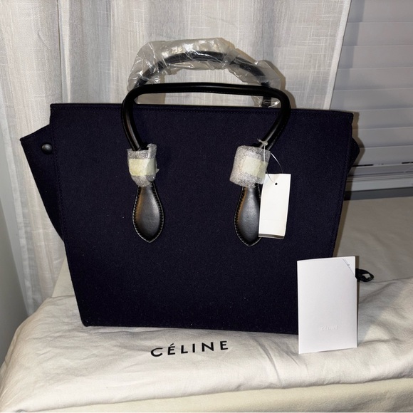 Celine Black and Navy wool and leather Bag - Picture 2 of 14